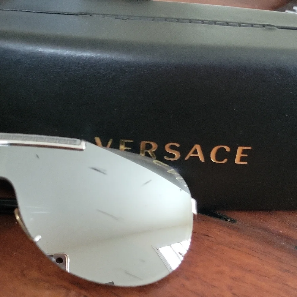 Versace Silver Metal Sheild Sunglasses, Mirror Lens VE2140 - Picture 6 of 10